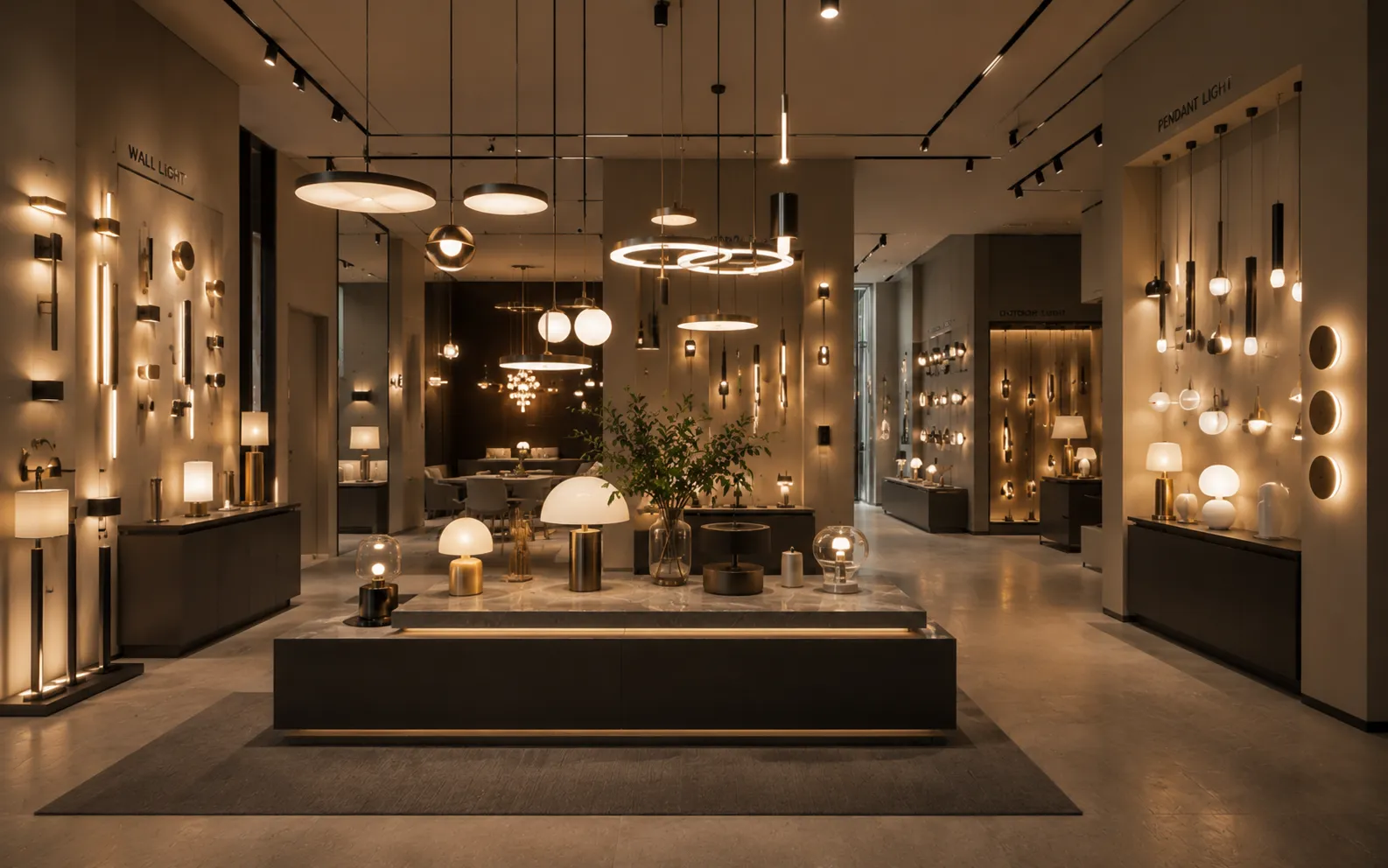 Interior lighting showroom for architectural lighting selection