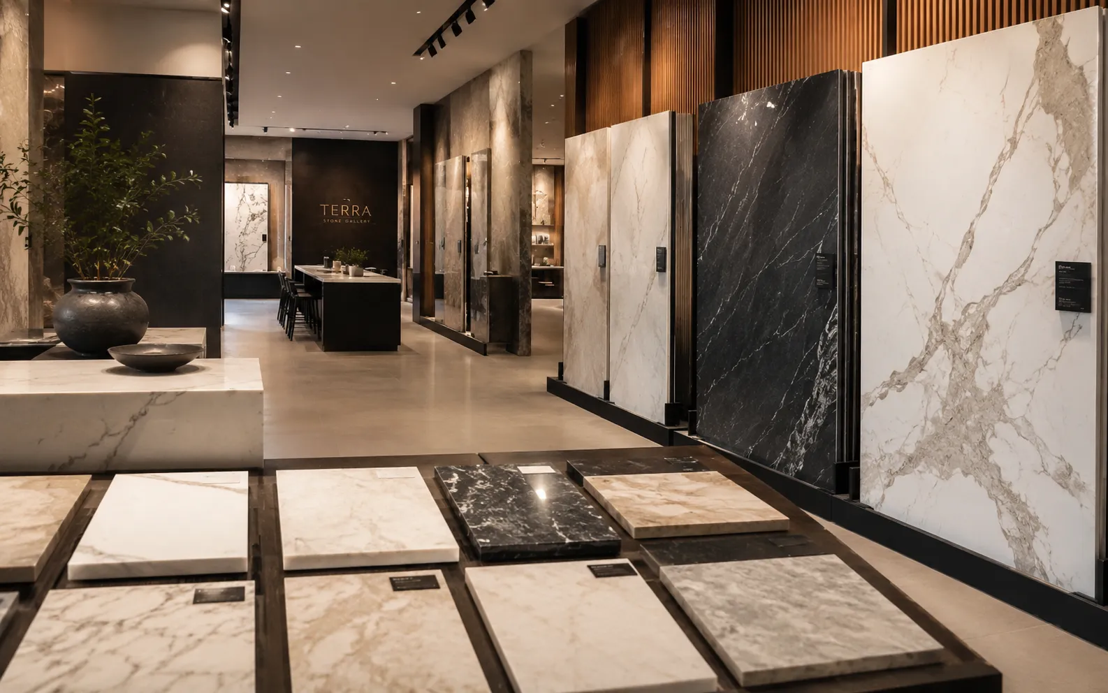 Stone slab showroom for building material selection